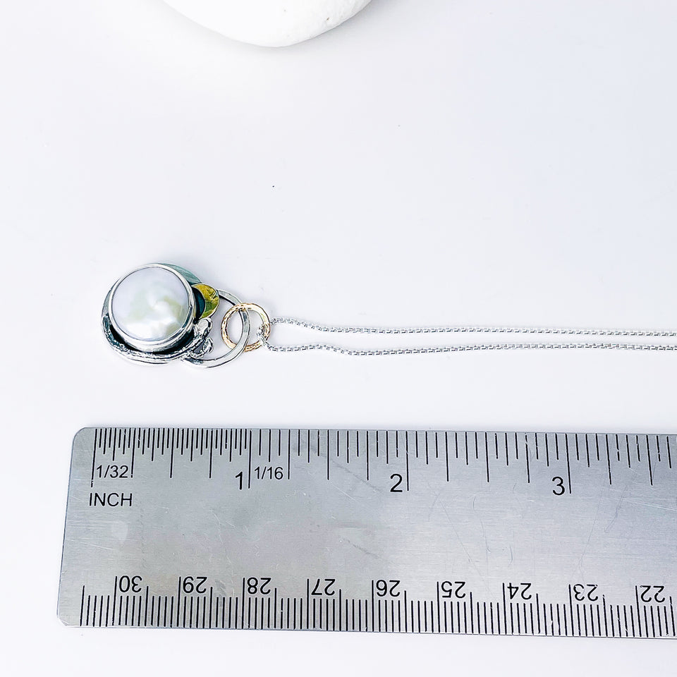 Sterling Silver Pearl Pendant Necklace - Serenity Talisman