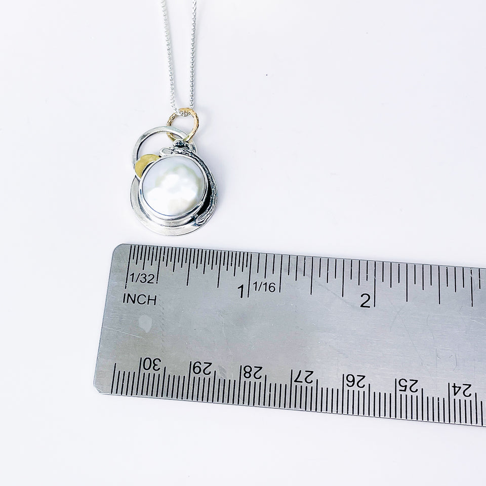 Sterling Silver Pearl Pendant Necklace - Serenity Talisman