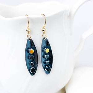Two Peas In A Pod Earrings | Gunmetal, Spinel, Gold and Sterling
