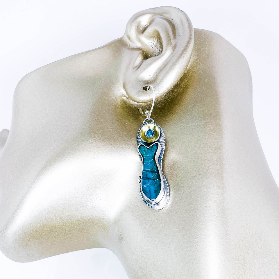 Labradorite Fish Earrings Silver | Stillness Talisman