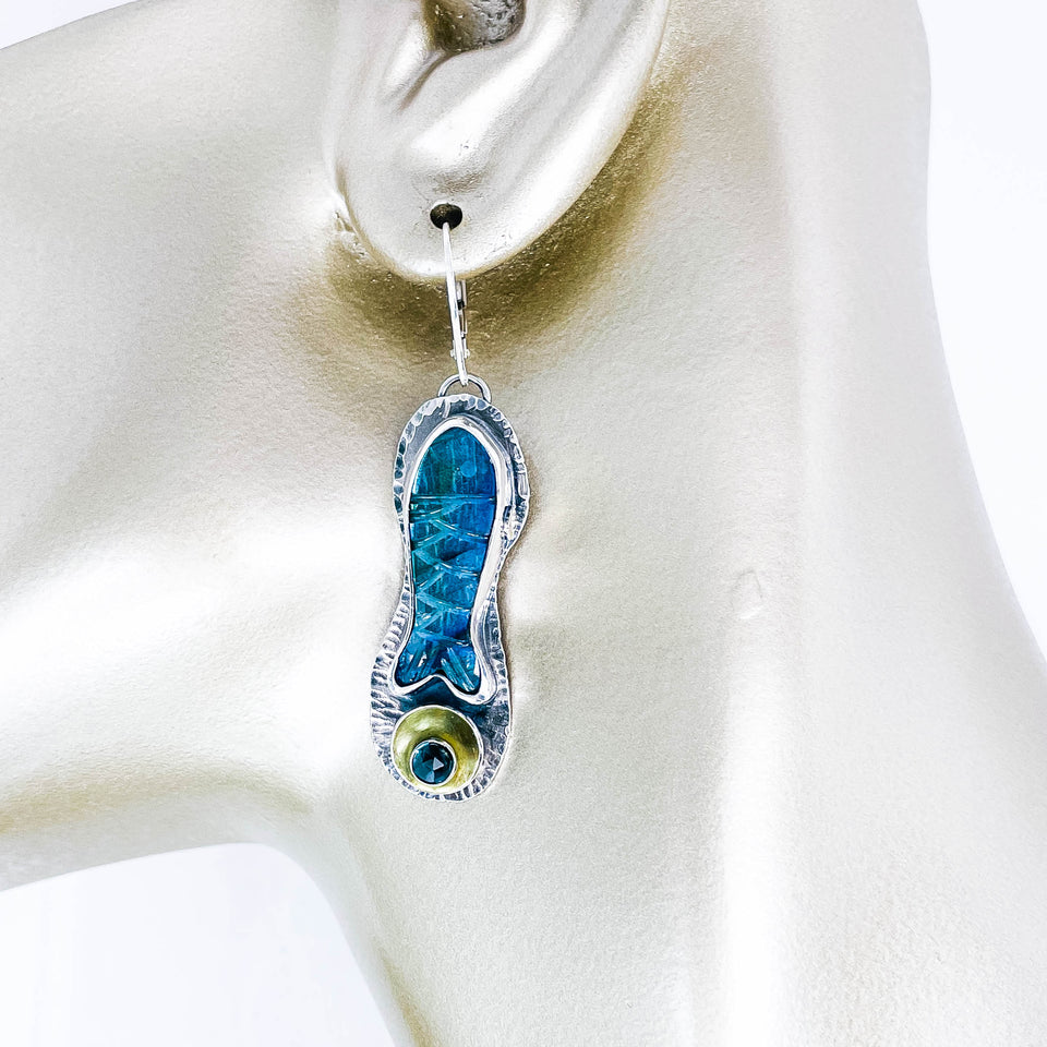 Labradorite Fish Earrings Silver | Stillness Talisman