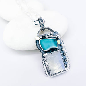 Sterling Silver Sea Glass Pendant Necklace - Touchstone Talisman