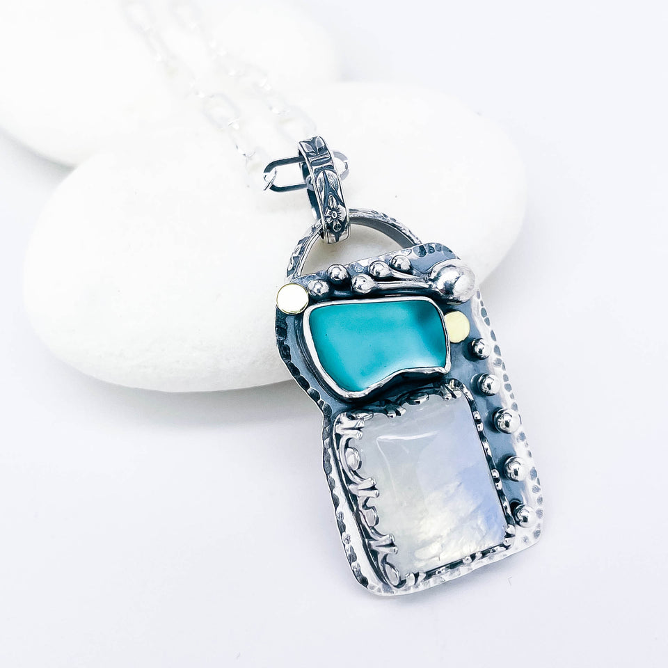 Sterling Silver Sea Glass Pendant Necklace - Touchstone Talisman