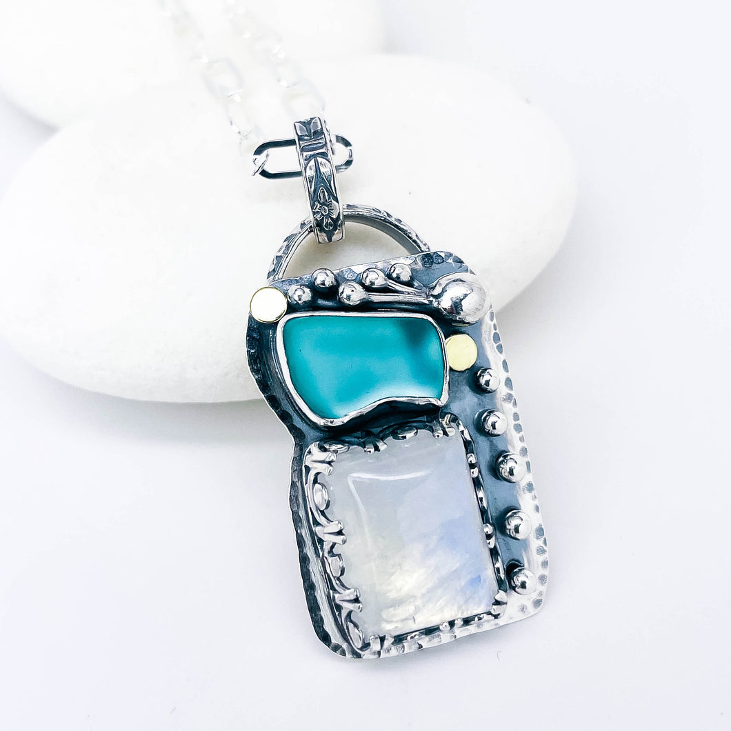 Sterling Silver Sea Glass Pendant Necklace - Touchstone Talisman