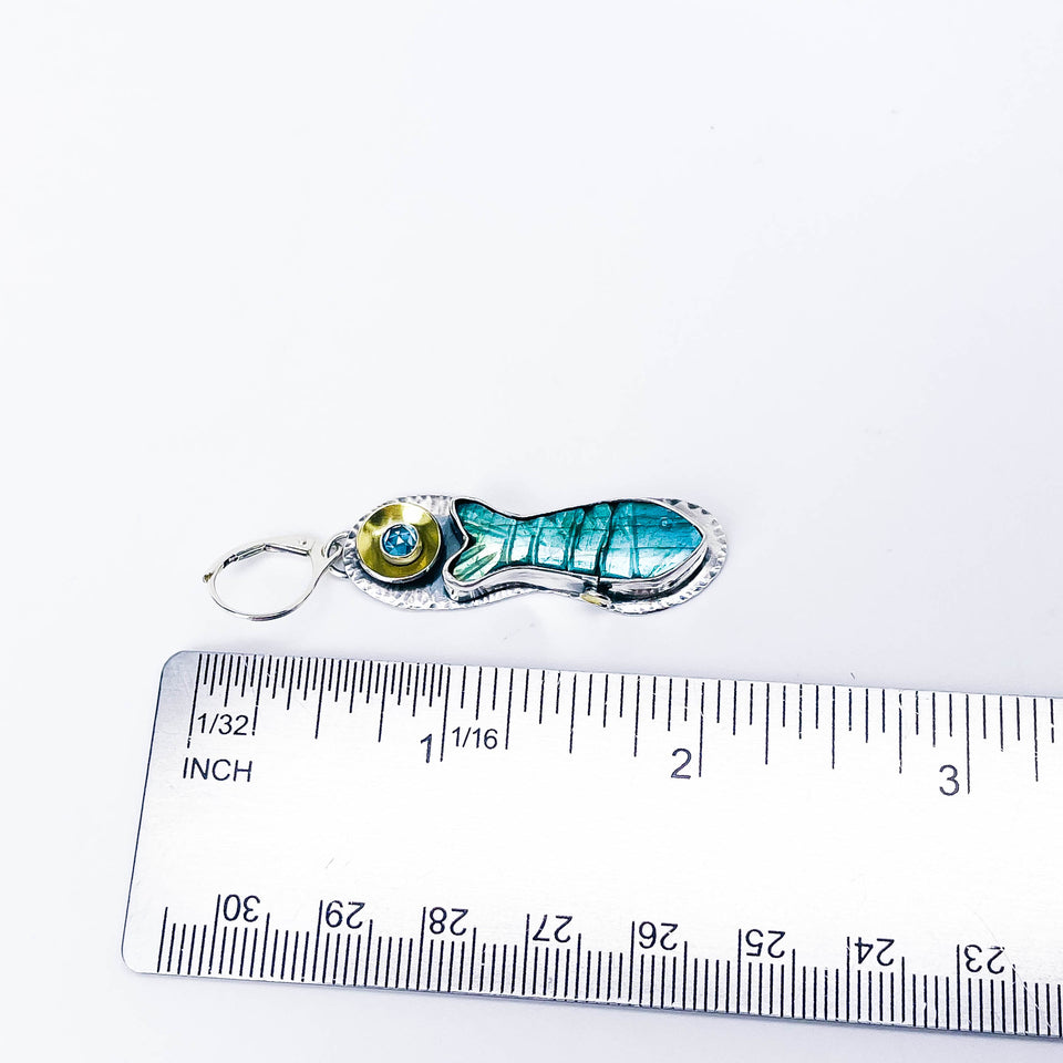 Labradorite Fish Earrings Silver | Stillness Talisman