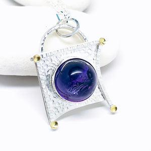 Sterling Silver Amethyst Statement Pendant Necklace