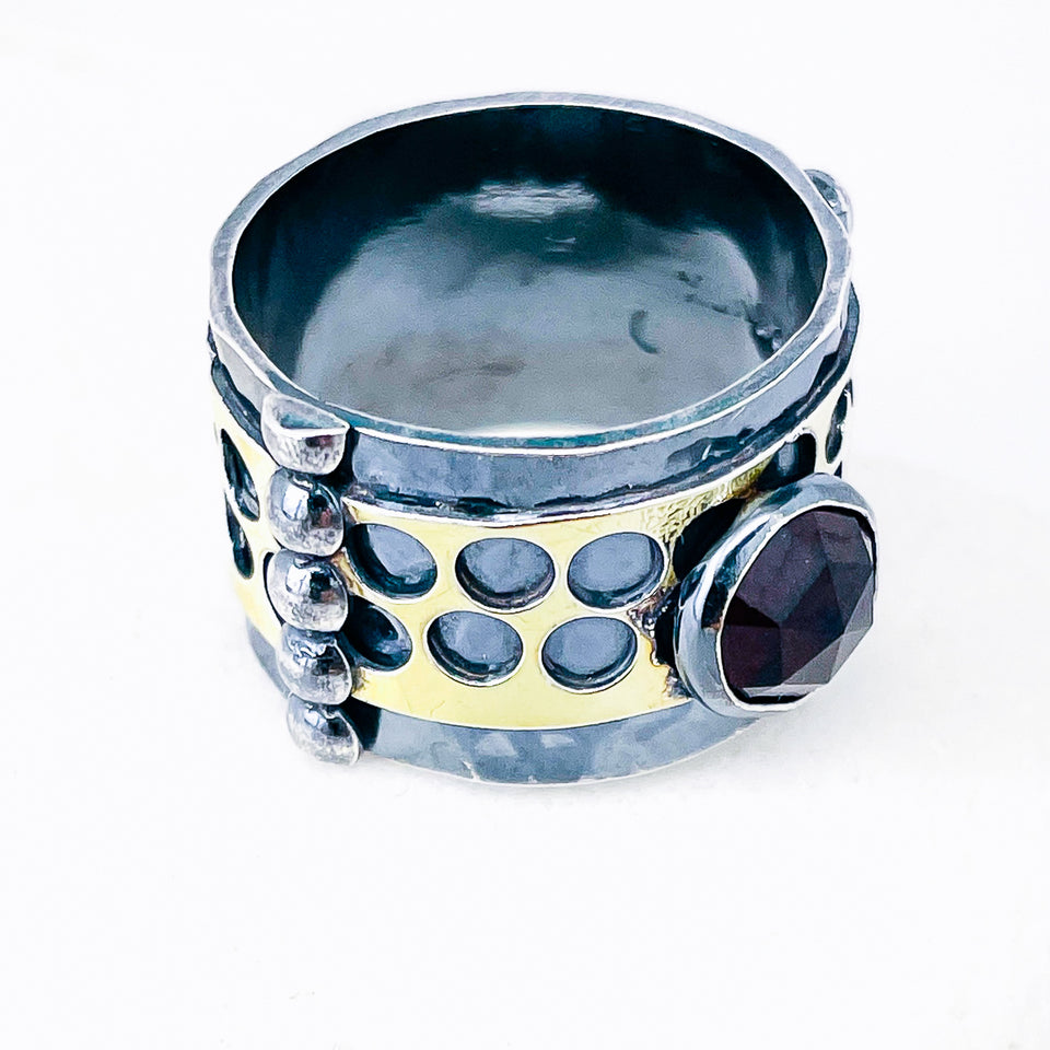 Holy Gold Garnet Ring - Transformation Talisman Size 8.5