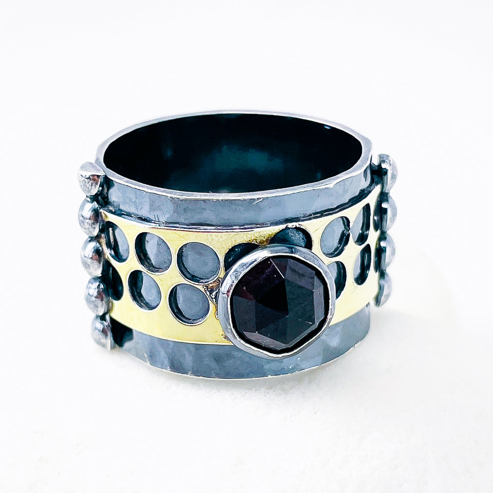 Holy Gold Garnet Ring - Transformation Talisman Size 8.5