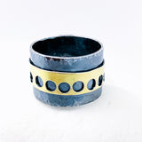 Gunmetal Sterling Silver Holy Gold Ring - Meditation Talisman Size 9
