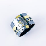 Gunmetal Sterling Silver Holy Gold Ring - Meditation Talisman Size 9