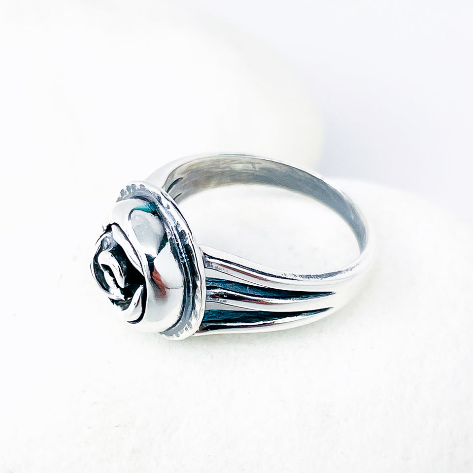Sterling Silver Rose Ring Size 6 - Love Talisman - DawnsArtisanJewelry.com