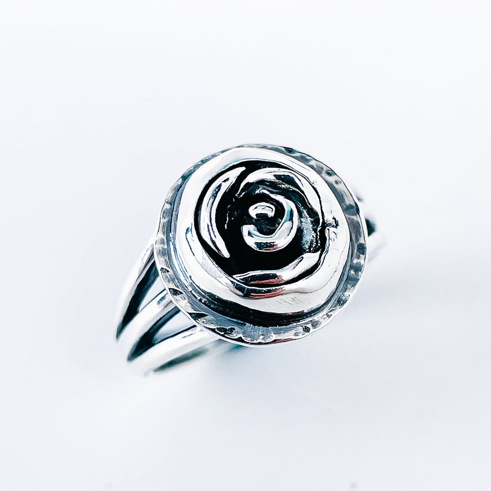 Sterling Silver Rose Ring Size 6 - Love Talisman - DawnsArtisanJewelry.com