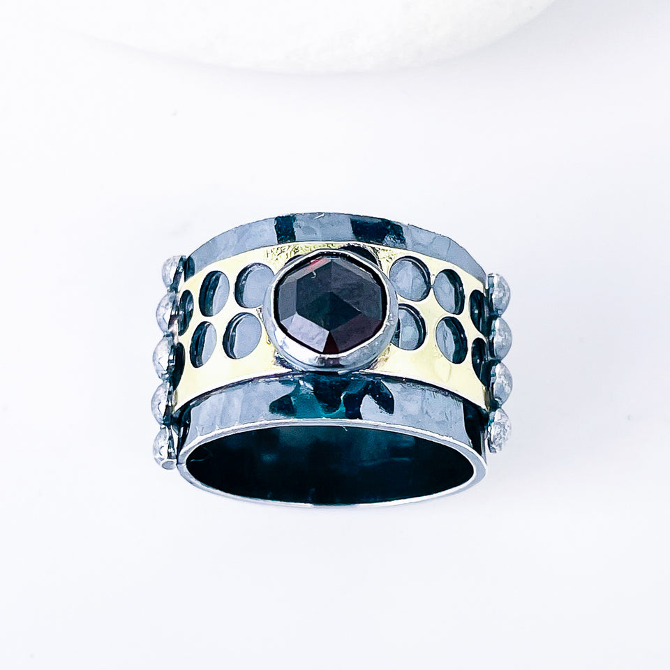 Holy Gold Garnet Ring - Transformation Talisman Size 8.5