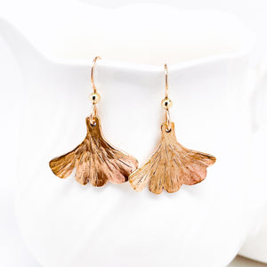 Bronze Ginko Leaf Earrings