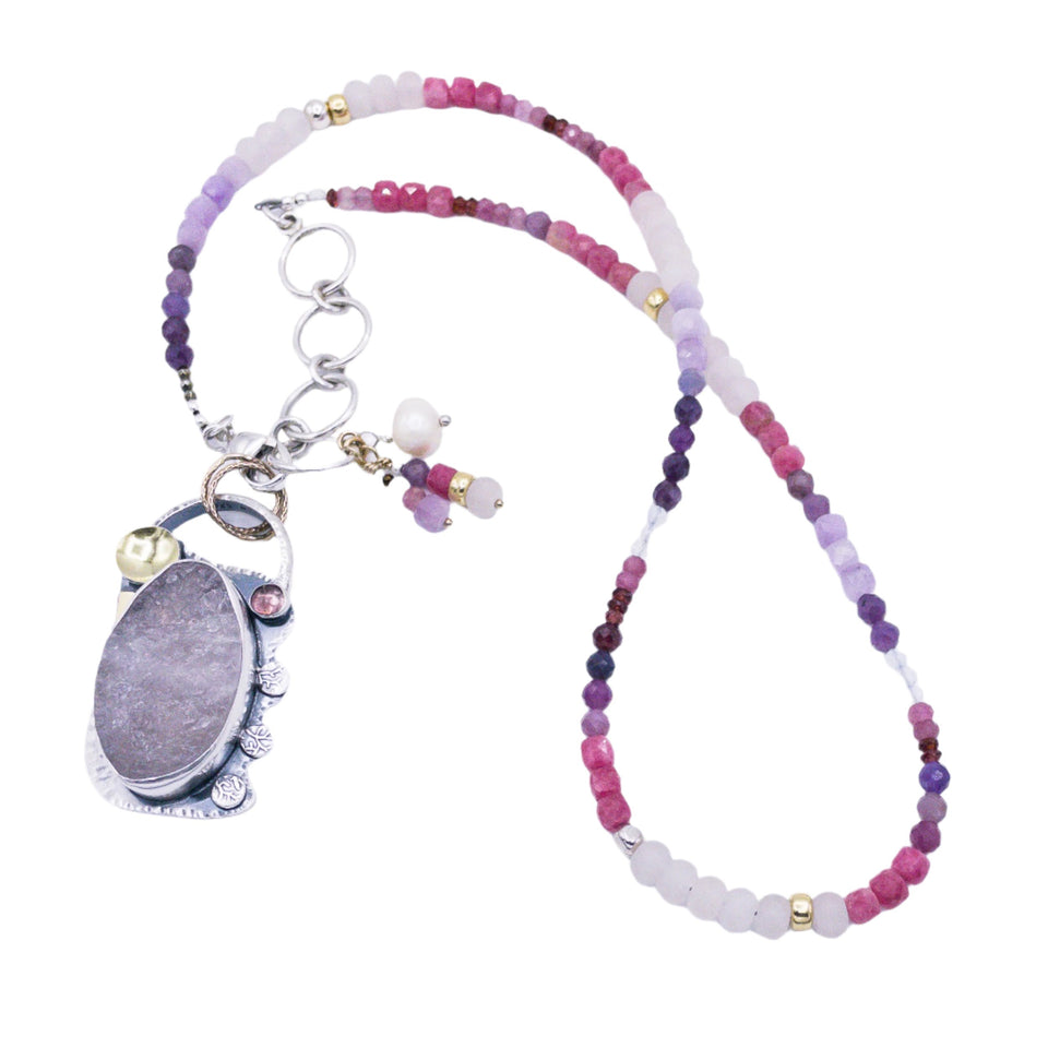 Peace & Love Rainbow Stones Necklace