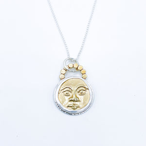 Bronze Moon Face Necklace Sterling Silver