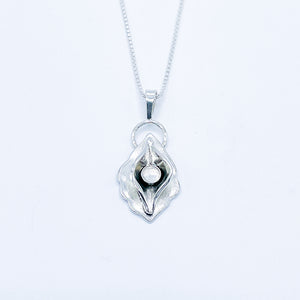 Sterling Silver Necklace - Birth Flower Pendant with Moonstone