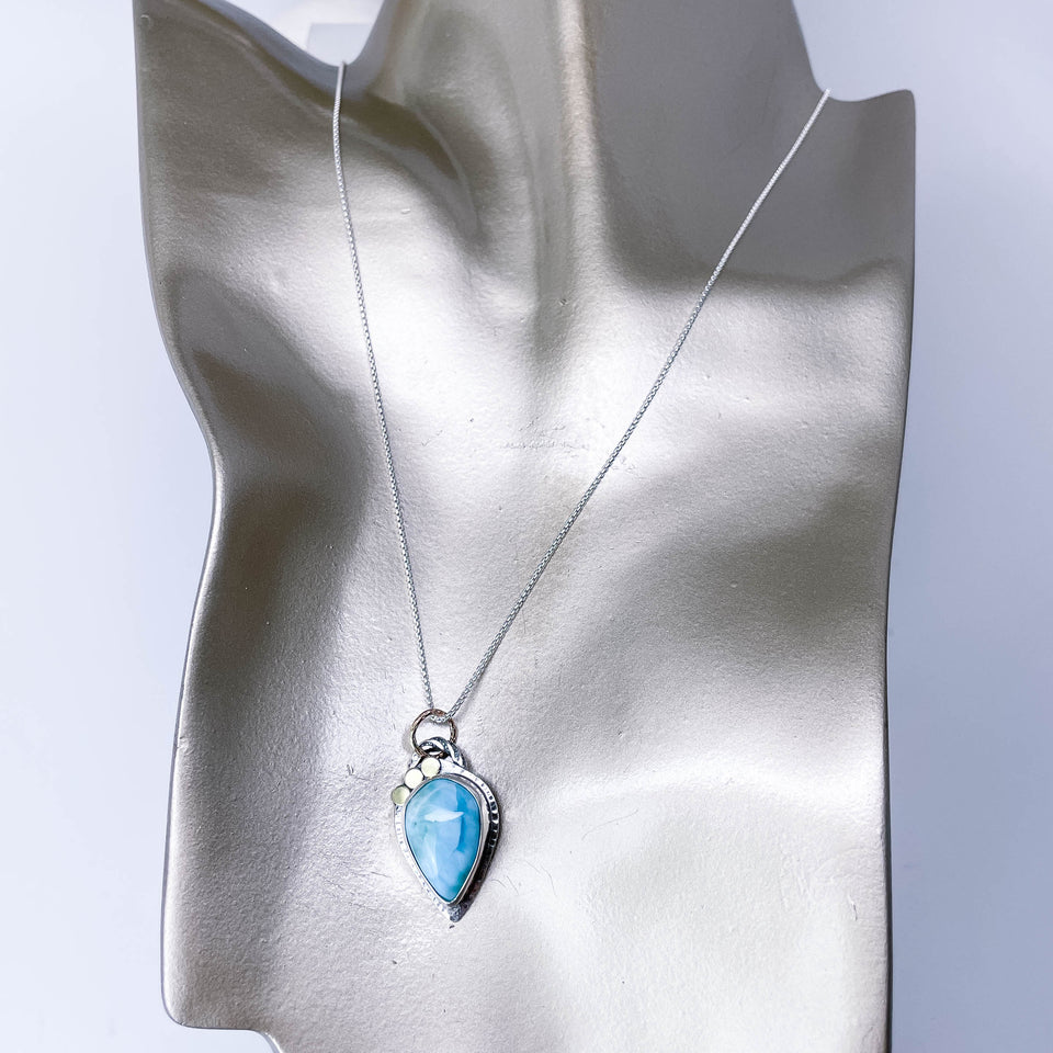 Sterling Silver Larimar Necklace - Inner Clarity Talisman