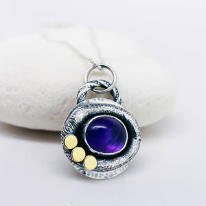 Sterling Silver Amethyst Necklace - Strength Talisman