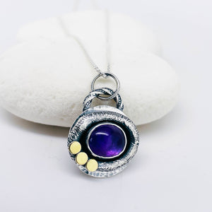 Sterling Silver Amethyst Necklace - Strength Talisman
