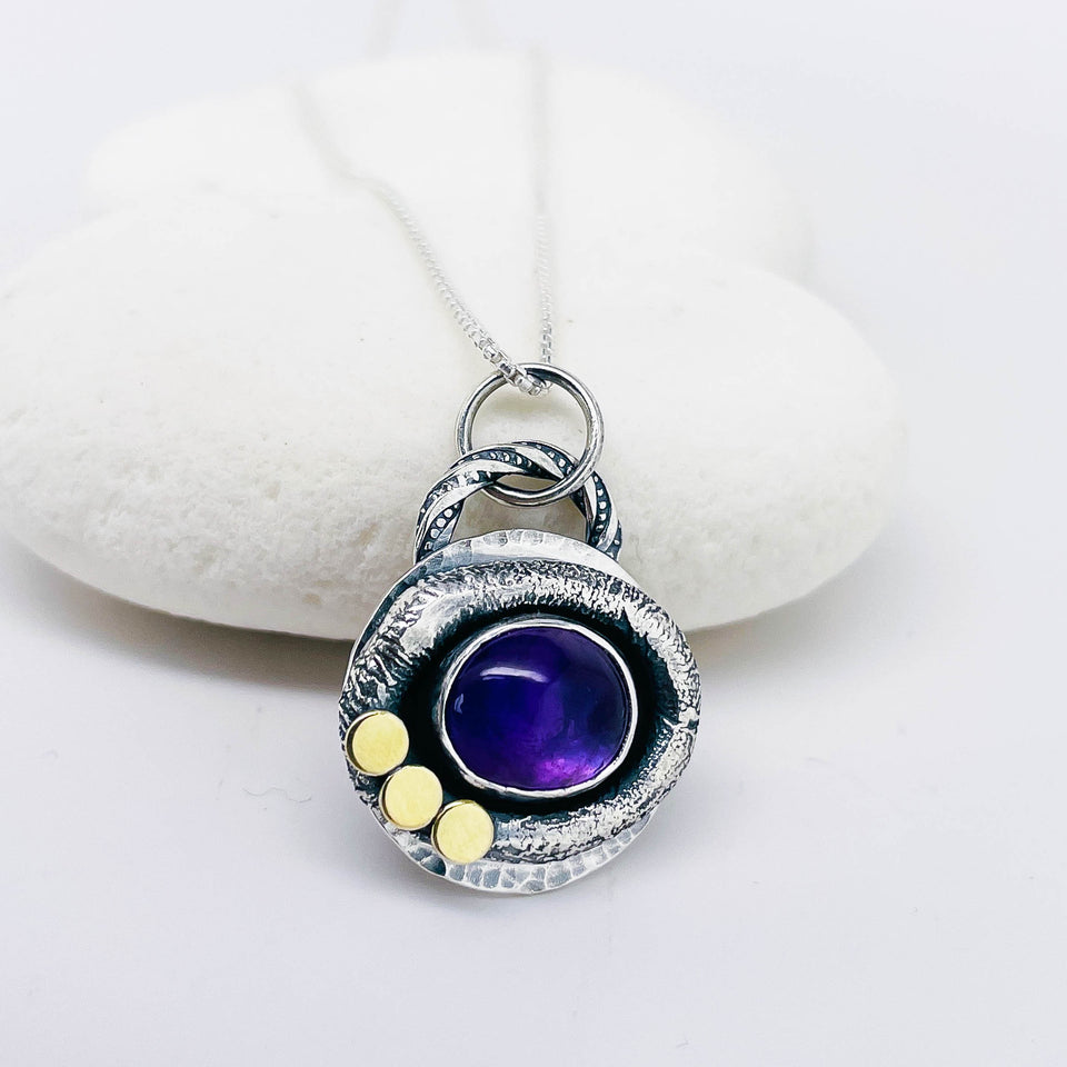 Sterling Silver Amethyst Necklace - Strength Talisman