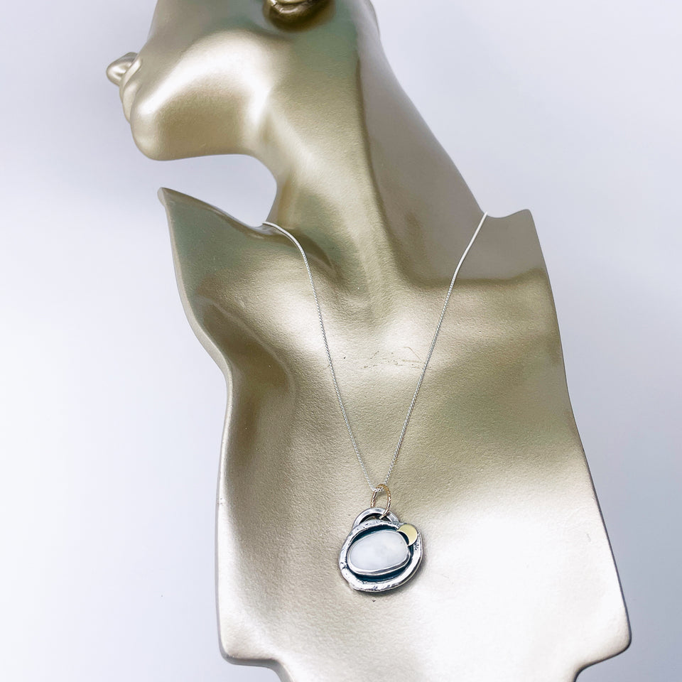 Sterling Silver White Agate Stone Pendant | Lakes Edge Talisman