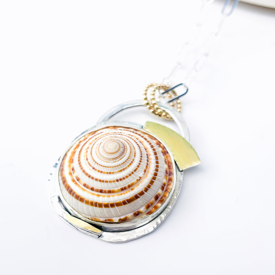 Sterling Silver Sundial Shell Necklace – Tides of Time Talisman
