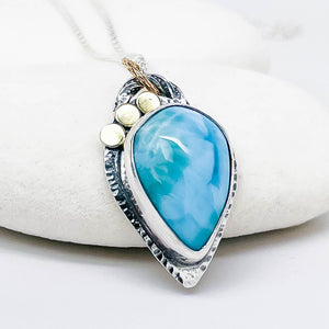 Sterling Silver Larimar Necklace - Inner Clarity Talisman