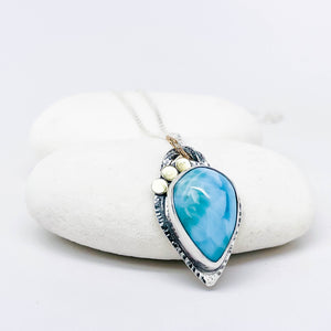 Sterling Silver Larimar Necklace - Inner Clarity Talisman