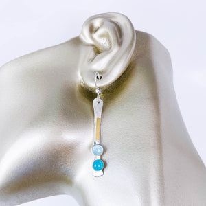 Sterling Silver Totem Talisman Earrings - Chalcedony & Amazonite