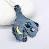 Gunmetal Ginkgo Pendant Necklace - Inner Power Talisman