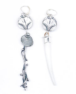 Sterling Silver Ginkgo Earrings - Dentilium, Larimar, Pearl, Apatite - DawnsArtisanJewelry.com