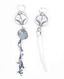 Sterling Silver Ginkgo Earrings - Dentilium, Larimar, Pearl, Apatite - DawnsArtisanJewelry.com