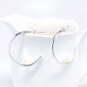 Sterling Silver Earrings Hoops with Freshwater Pearls - Floating Pearls