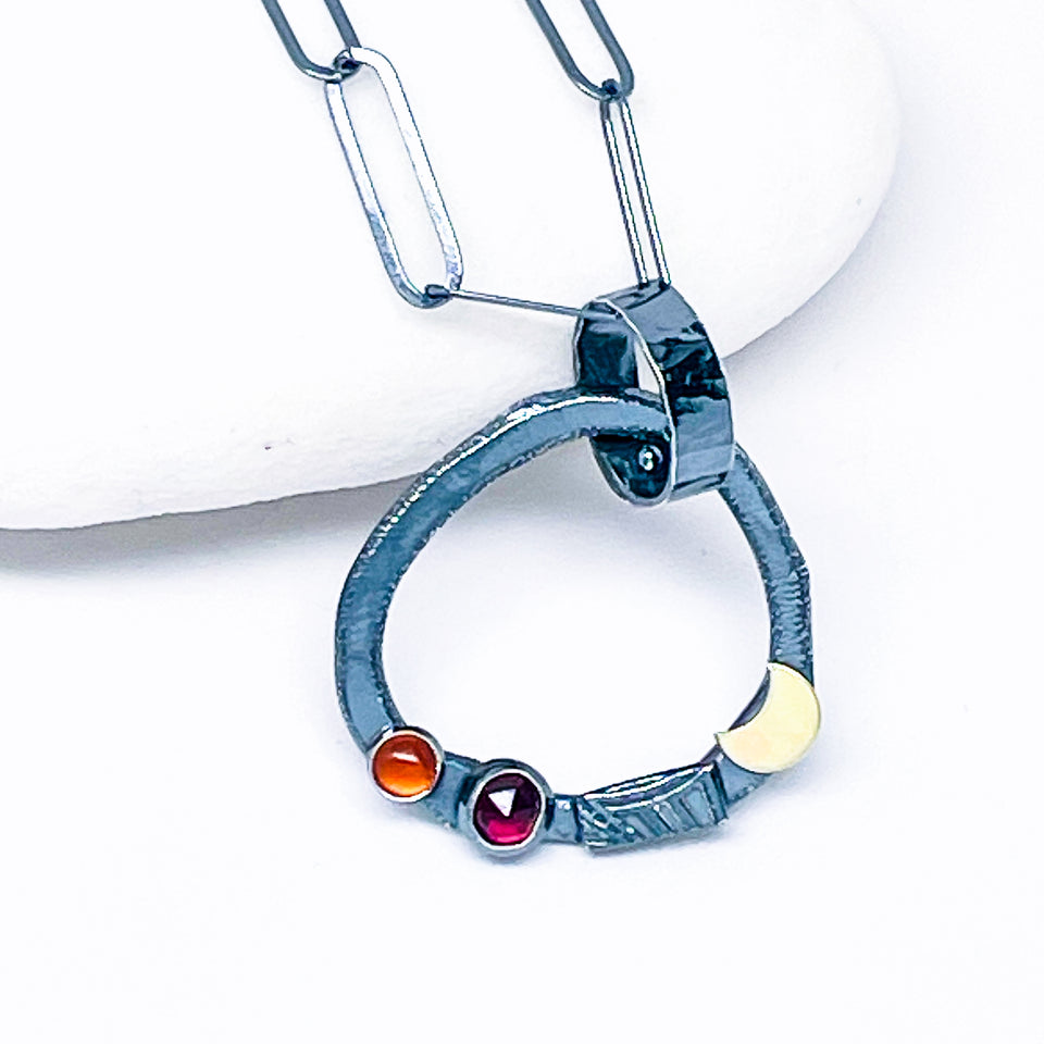 Sterling Silver Gunmetal "O" Necklace