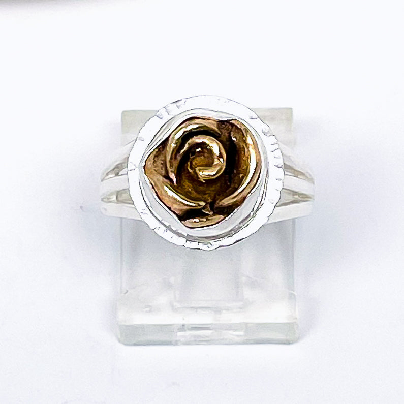 Sterling Silver Bronze Rose Ring Size 5 1/2