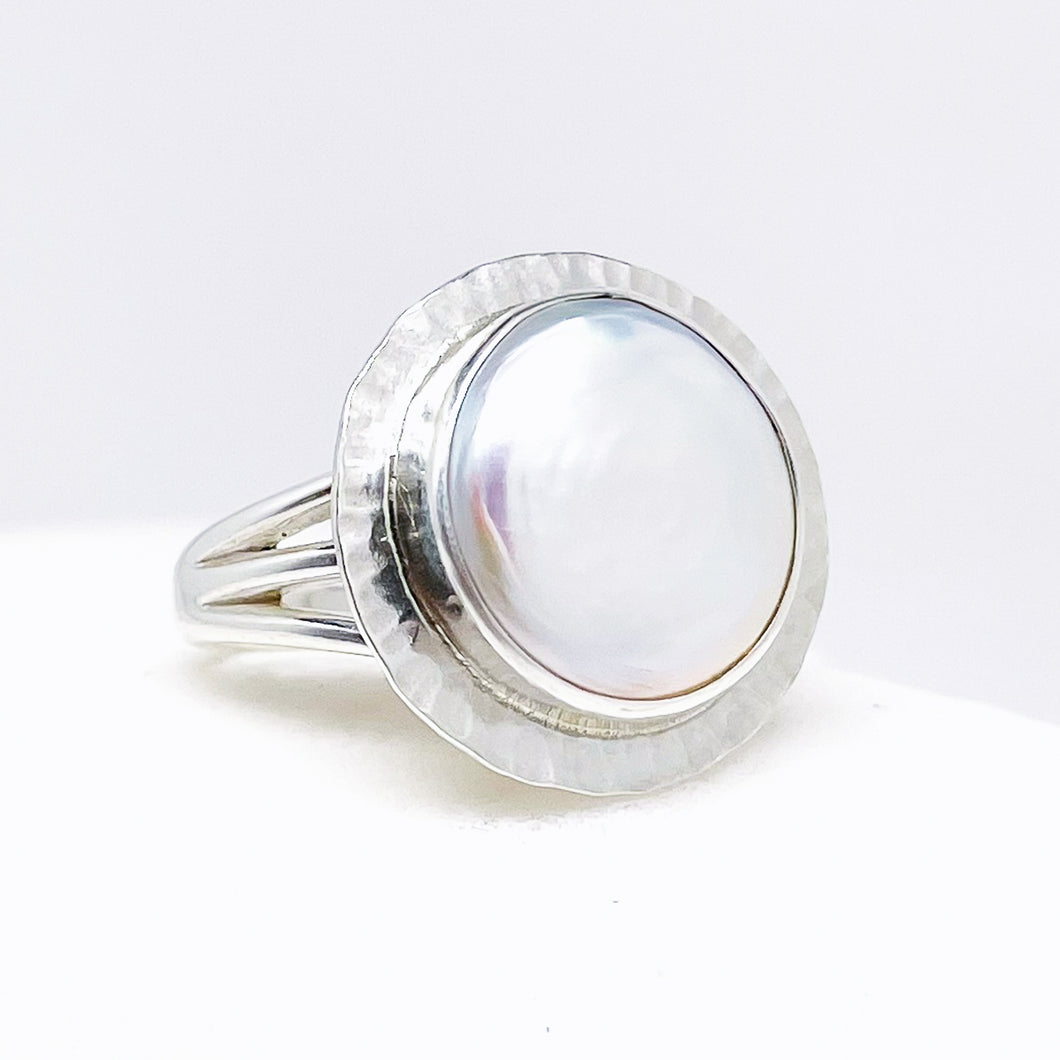 Sterling Silver Pearl Ring Size 7 1/2