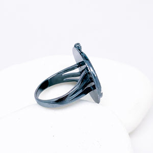 Sterling Silver Bronze Mandala Ring - Sunburst Ring Size 8