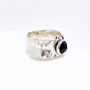 Sterling Silver Garnet Ring Size 8 3/4