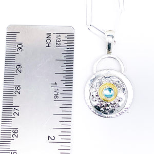 Sterling Silver Sea Urchin Pendant Necklace - Apatite Stone and 18k
