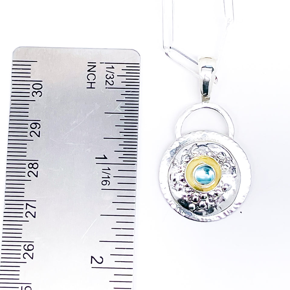 Sterling Silver Sea Urchin Pendant Necklace - Apatite Stone and 18k