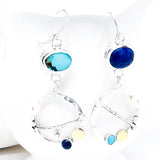 Sterling Silver Wabi Sabi Earrings - Pearl, Lapis, Turquoise, Chalcedony and Gold