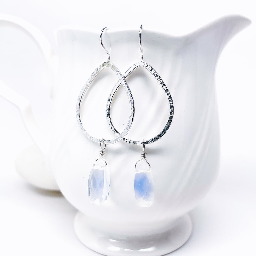 Sterling Silver Lotus Petal Earrings - Opalite