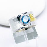 London Blue Topaz Ring with Gold Size 6.5