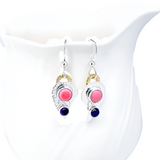 Sterling Silver Pink Conch Shell Earrings with Amethyst