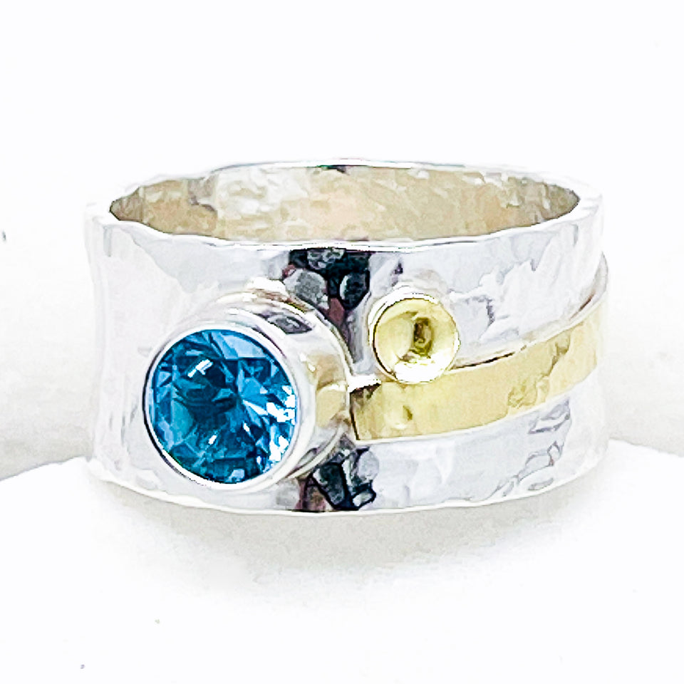 London Blue Topaz Ring with Gold Size 6.5