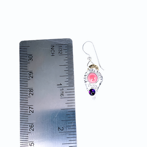 Sterling Silver Pink Conch Shell Earrings with Amethyst