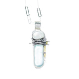 Sterling Silver Maui Sea Glass Totem Pendant - Moonstone and Gold Necklace