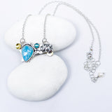 Sterling Silver Larimar Pendant Necklace - Blue Topaz Lotus