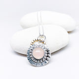 Sterling Silver Mandala Necklace - Rose Quartz Pendant